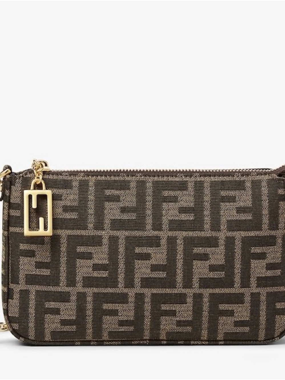 Fendi Tube Pouch Brown Jacquard Bag